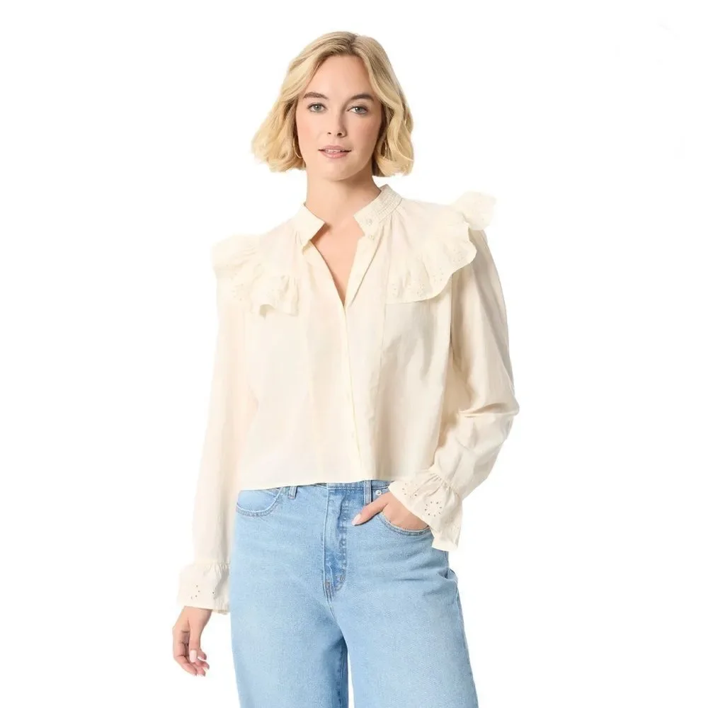 Women’s Lightweight Arista Ruffle Long Sleeve Shirt Blouse Size XS - Picture 6 of 10